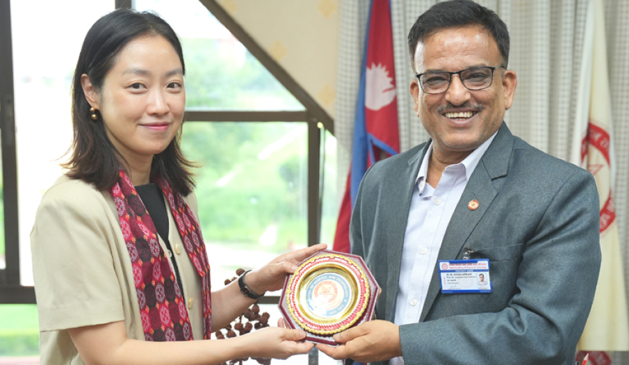 NAST Vice Chancellor Prof. Dr. Janardan Lamichhane with the Director of the Ministry of Foreign Affairs of the Republic of Korea during the evaluation and monitoring of the NAST IAC.